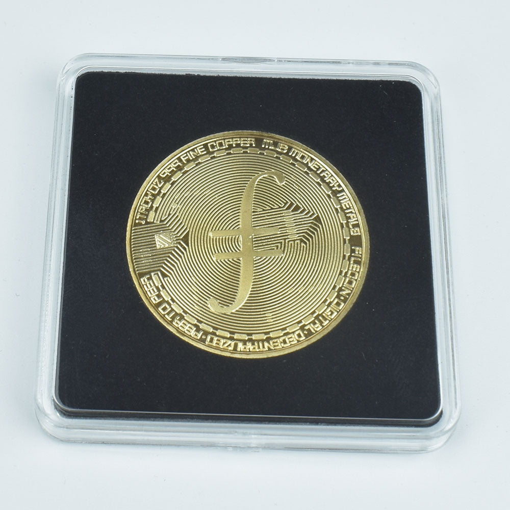 40mm Gold Bitcoin Coin with Acrylic Square Case