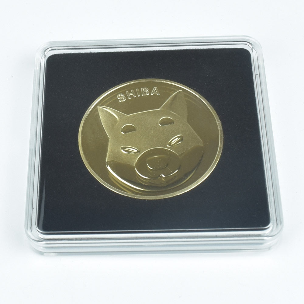 40mm Gold Bitcoin Coin with Acrylic Square Case