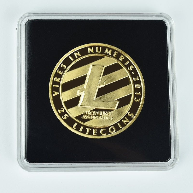 40mm Gold Bitcoin Coin with Acrylic Square Case