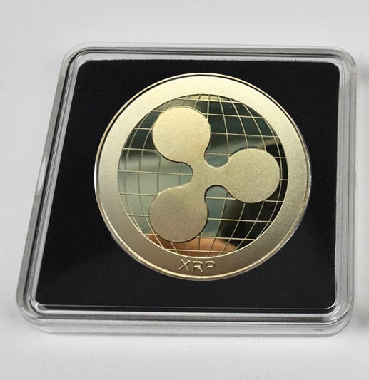 40mm Gold Bitcoin Coin with Acrylic Square Case