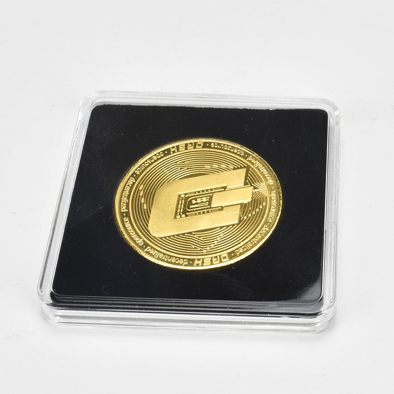 40mm Gold Bitcoin Coin with Acrylic Square Case