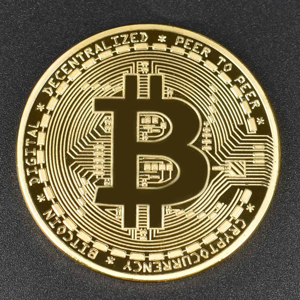 40mm Gold Bitcoin Coin with Acrylic Square Case