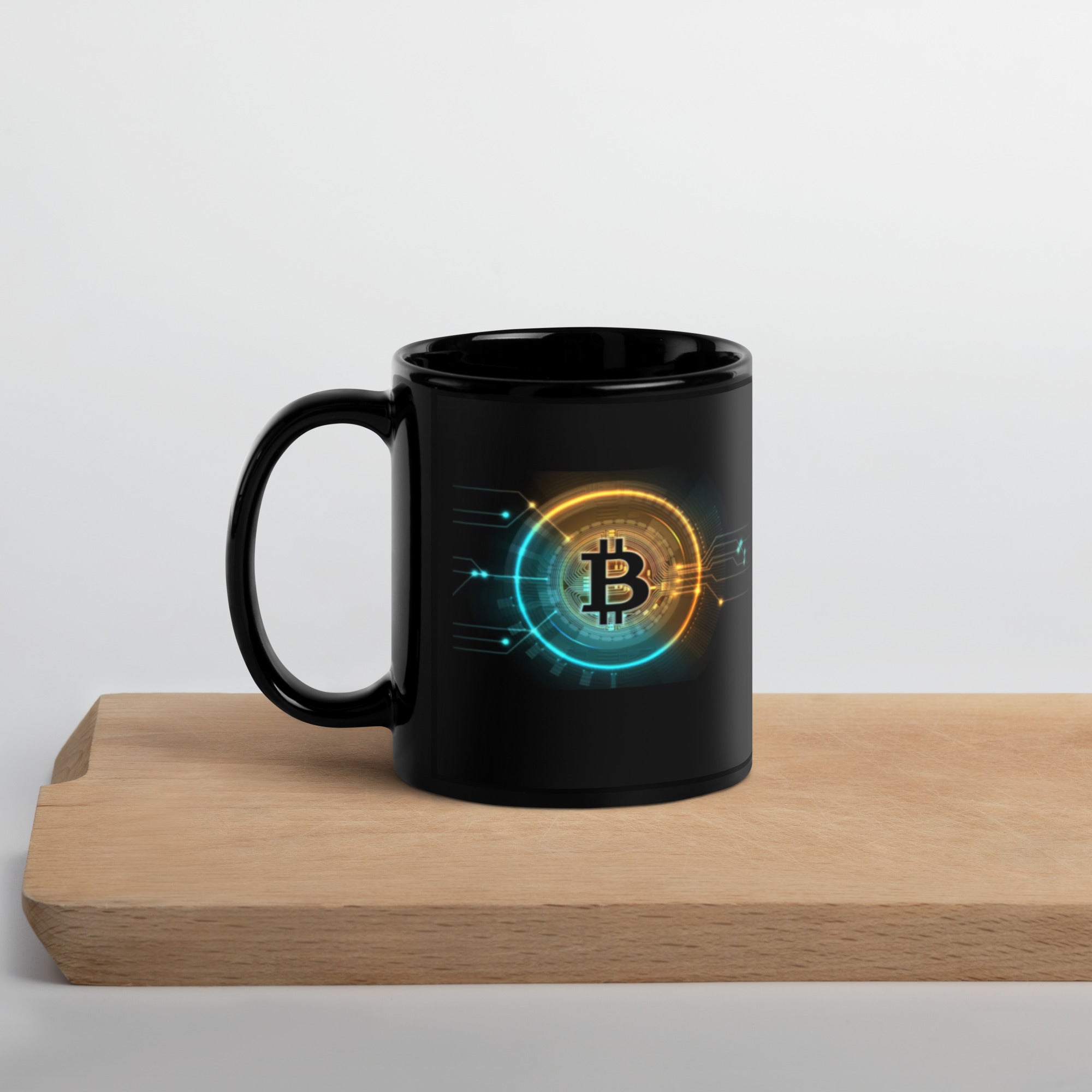 Black Glossy Bitcoin Mug