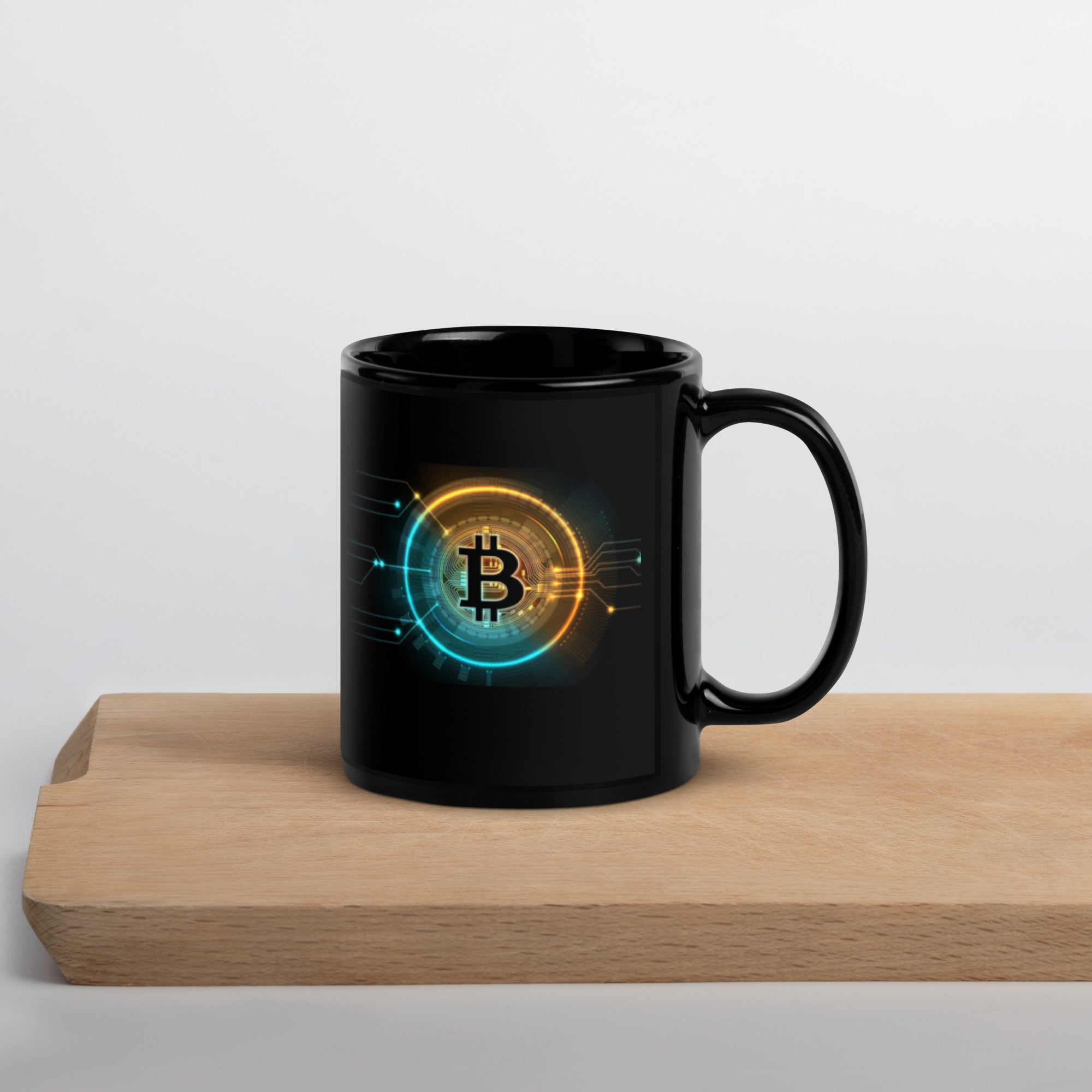 Black Glossy Bitcoin Mug